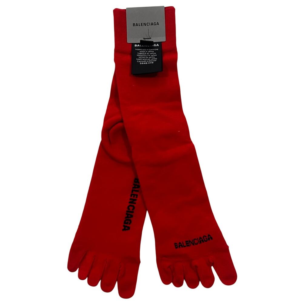 15-78(1) BALENCIAGA Unisex NWT $150 Toe Socks Red Medium